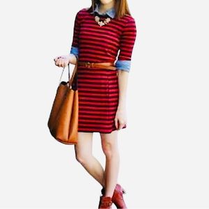 Gap Red Blue Stripe Dress Mini Preppy Pockets Shift M USA Patriotic